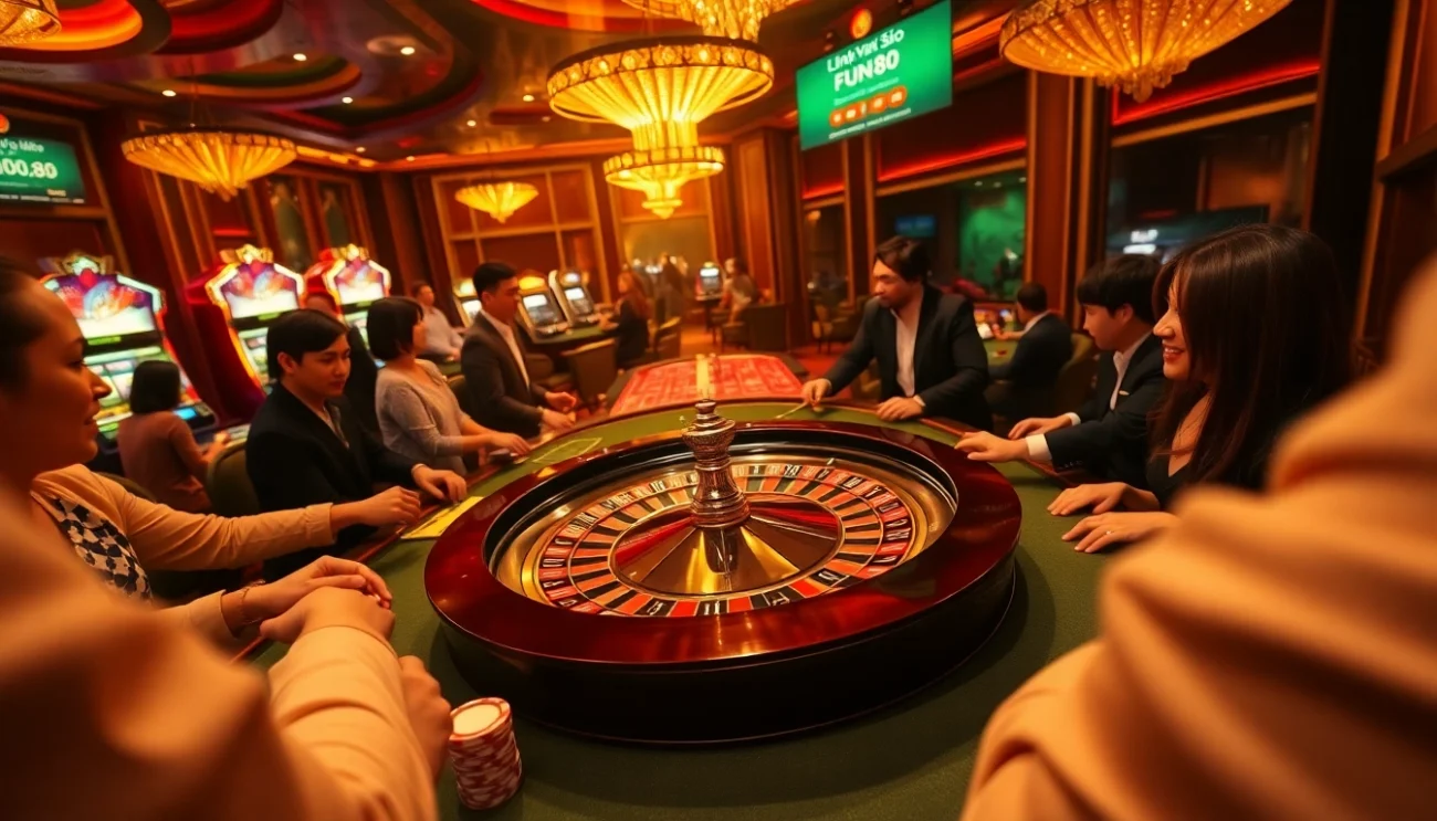Experience the thrill of high-stakes betting at a luxurious casino with exciting gaming action featuring link vào fun88.